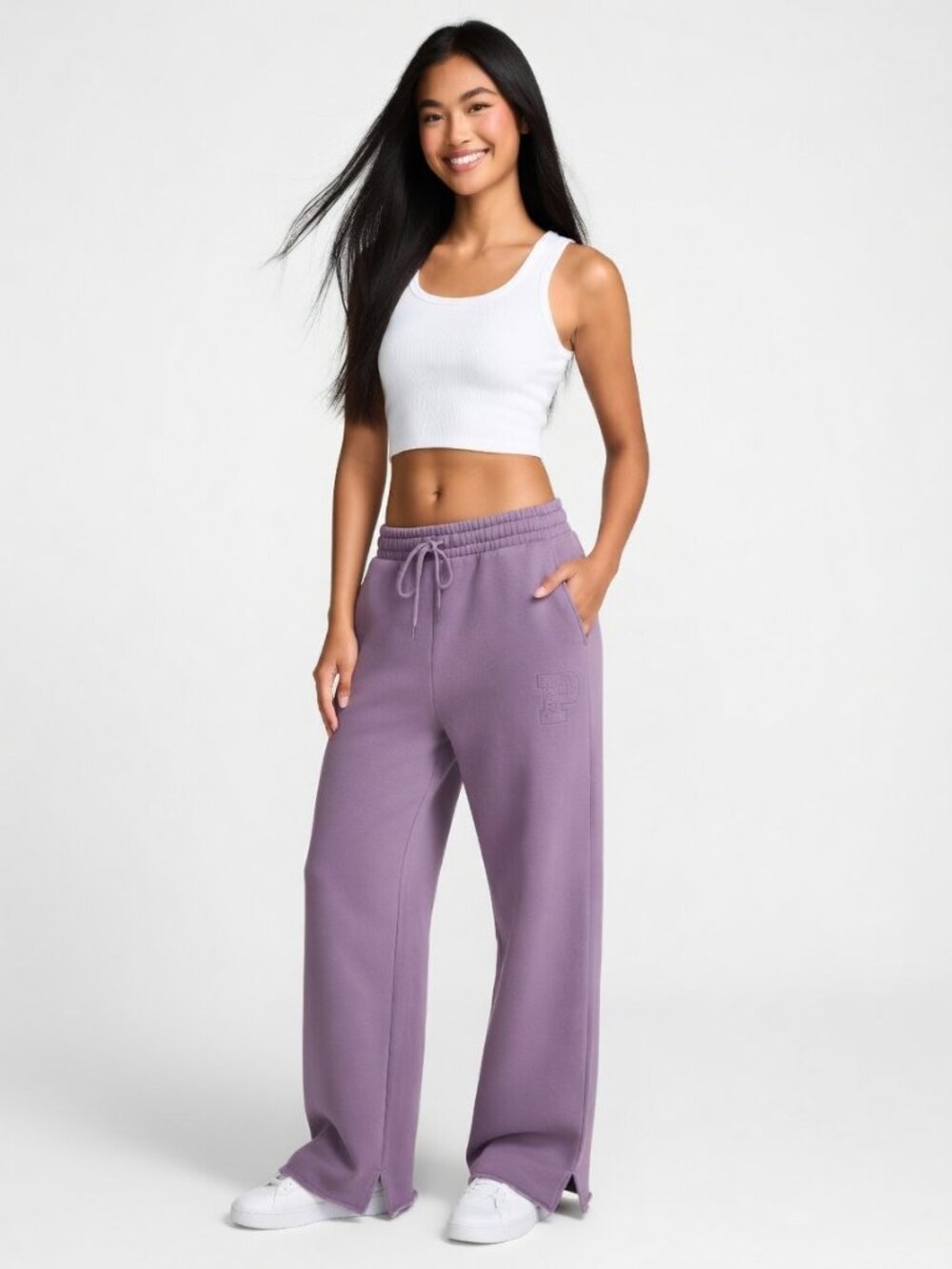 STEAL!!🔥VS PINK Campus Fleece™ Split-Hem Sweatpants | Frozen Plum | Size Large